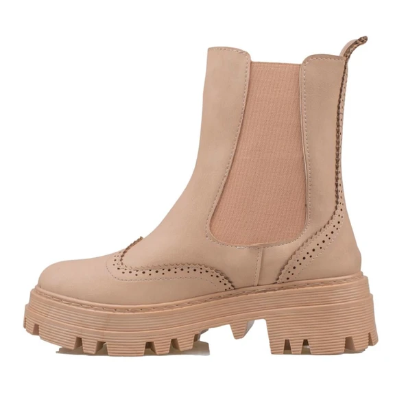 Trend Adımlar Krem Bloom Kalın Taban Kadın Casual Bot - Resim 3