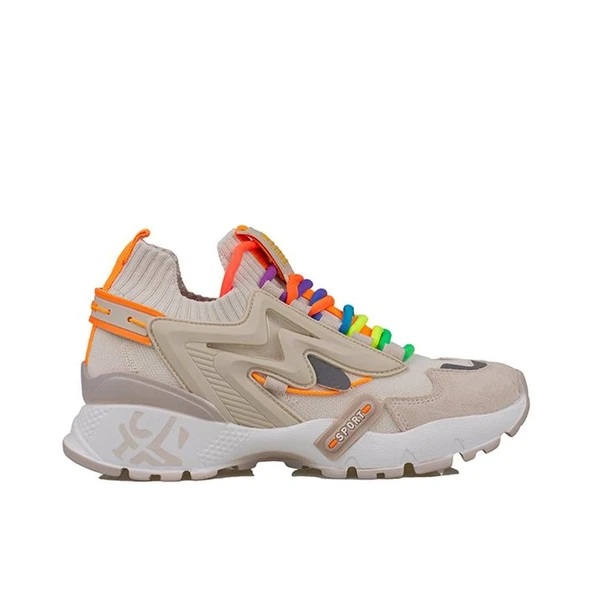Trend Adımlar Bej Kadın Renkli Lastik Boğazlı Hafif Dolgu Sneaker ürün görseli