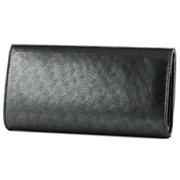 Erkan Saçmacı Antrasit Kristal Taşlı Zincir Askılı Manyetik Kapaklı Abiye El Çantası - 3