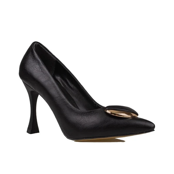 Trend Adımlar Siyah Kadın Suni Deri Tokalı Stiletto ürün görseli