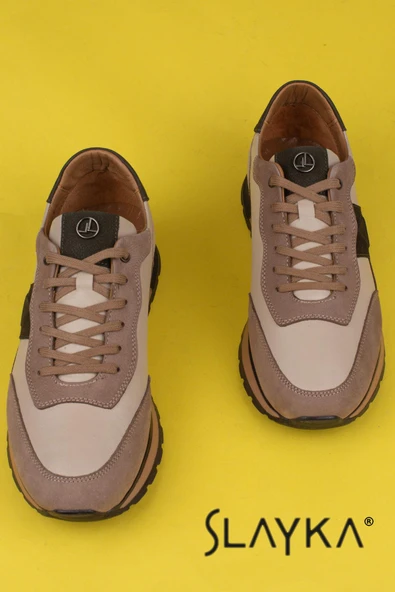 Slayka Krem Porp Erkek Hakiki Deri Casual Ayakkabı - Resim 4