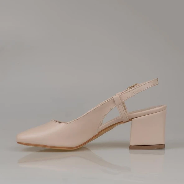 Trend Adımlar Krem Mat Topuklu Kadın Klasik Ayakkabı - Resim 4