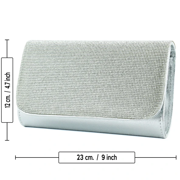 Erkan Saçmacı Lame Kristal Taşlı Zincir Askılı Manyetik Kapaklı Abiye El Çantası - 5