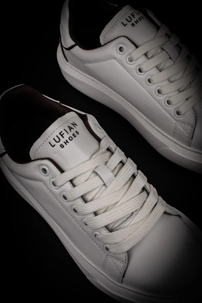 Lufian Beyaz Amy Hakiki Deri Kadın Sneaker - Resim 5