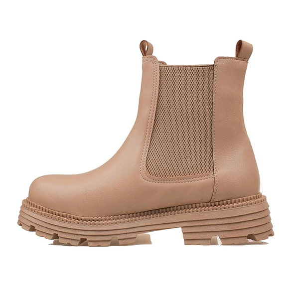 Trend Adımlar Sütlü Kahve Kalın Taban Kadın Chelsea Bot - Resim 3
