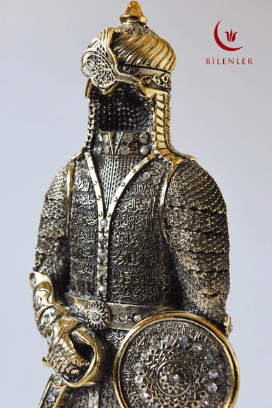 Fetih Zırh Ayetel Kürsi Biblo 11x21 Cm (KÜÇÜK BOY) – Gümüş Renk Metal Dekoratif Aksesuar - 9
