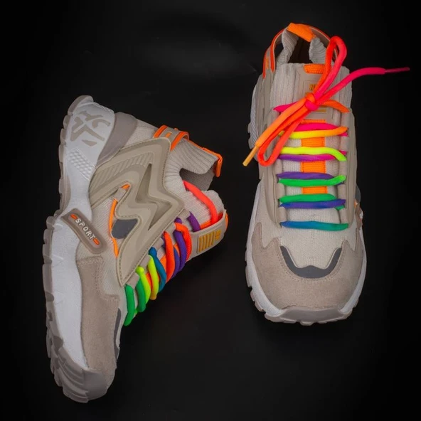 Trend Adımlar Bej Kadın Renkli Lastik Boğazlı Hafif Dolgu Sneaker - Resim 5