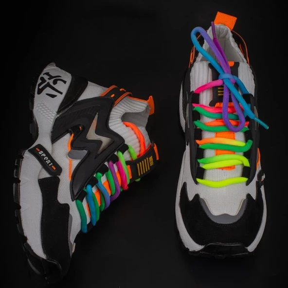 Trend Adımlar Beyaz Kadın Renkli Lastik Boğazlı Hafif Dolgu Sneaker - Resim 6