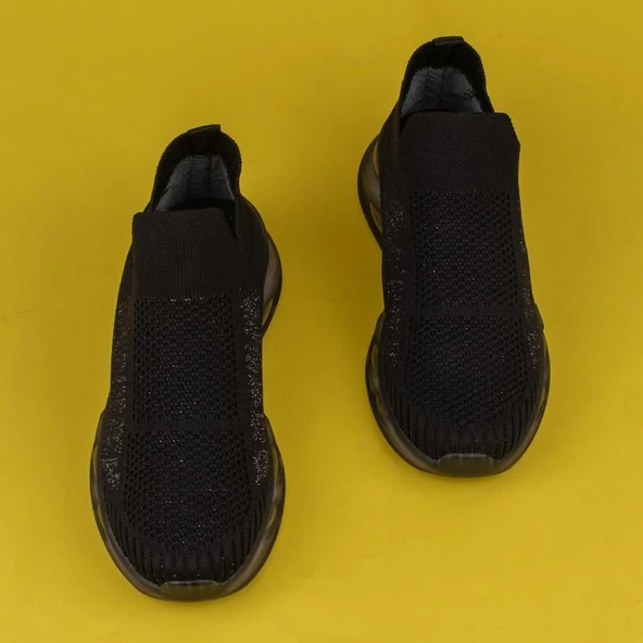 M2S Siyah Marla Kadın Lastikli Ortopedik Sneaker - Resim 5