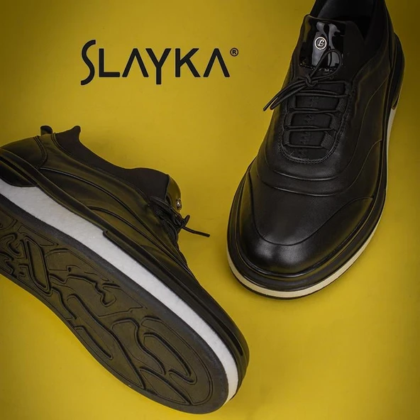 Slayka Siyah Lastik Boğazlı Köpük Taban Erkek Günlük Ayakkabı - 4