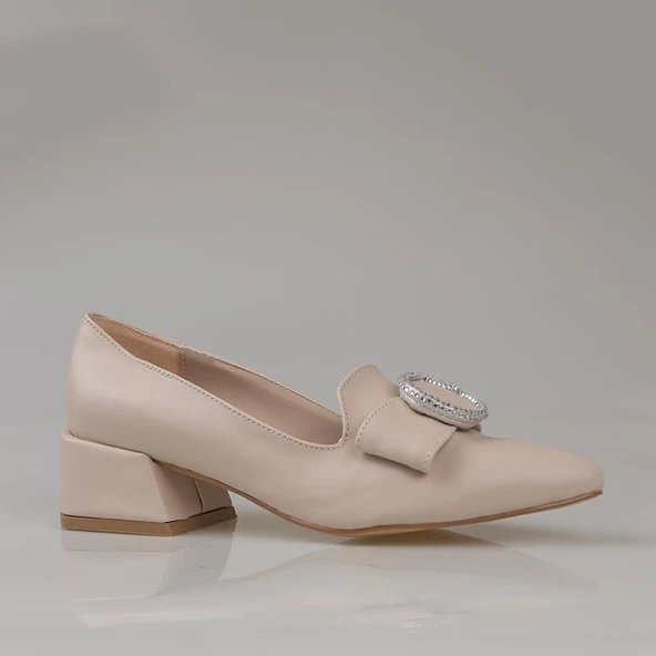 Trend Adımlar Krem Fiyonk Detaylı Kadın Klasik Ayakkabı - Resim 2