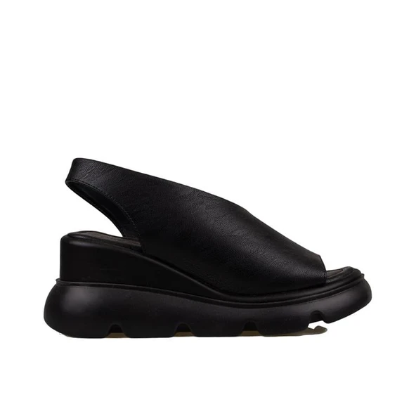 Trend Adımlar Siyah Kalın Taban Ultra Hafif Yan Kapalı Kadın Sandalet - Resim 2