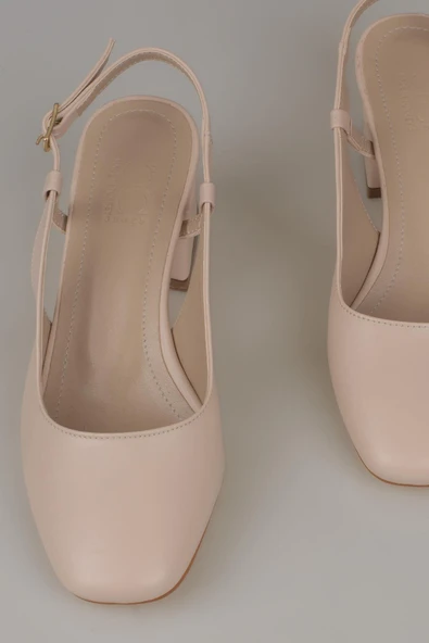 Trend Adımlar Krem Mat Topuklu Kadın Klasik Ayakkabı - Resim 3