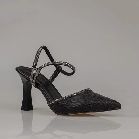 Trend Adımlar Siyah Bilekten Tutmalı Londor Saten Klasik Ayakkabı - Resim 2