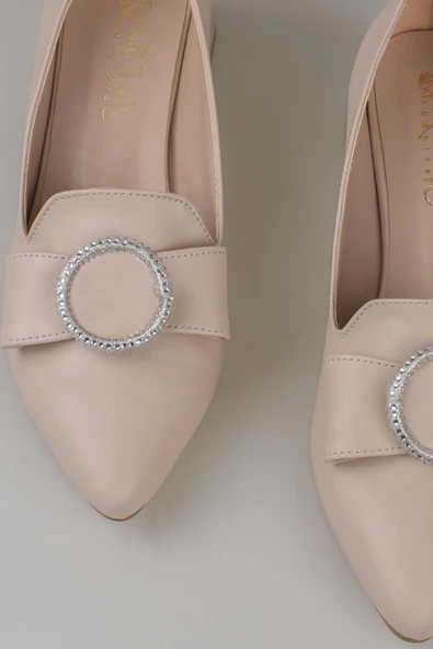 Trend Adımlar Krem Fiyonk Detaylı Kadın Klasik Ayakkabı - Resim 4