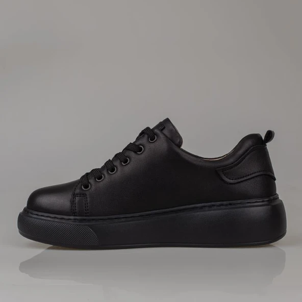 Trend Adımlar Siyah Aura Kadın Hakiki Deri Sneaker - Resim 3