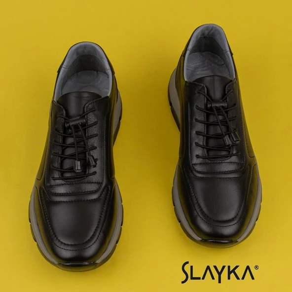 Slayka Siyah AeroFlex Hakiki Deri Erkek Casual Ayakkabı - 5