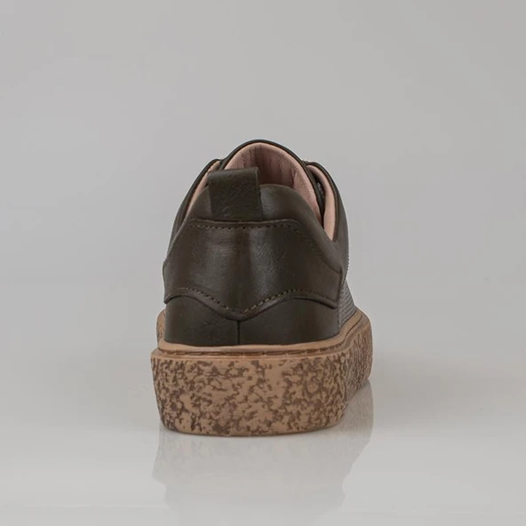 Trend Adımlar Haki Opi Hakiki Deri Kadın Sneaker - Resim 4