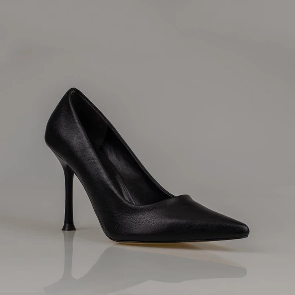 Trend Adımlar Siyah Kadın Düz Deri Stiletto - Resim 2