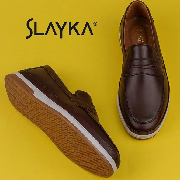 Slayka Kahverengi Elite Hakiki Deri Erkek Casual Ayakkabı - Resim 6