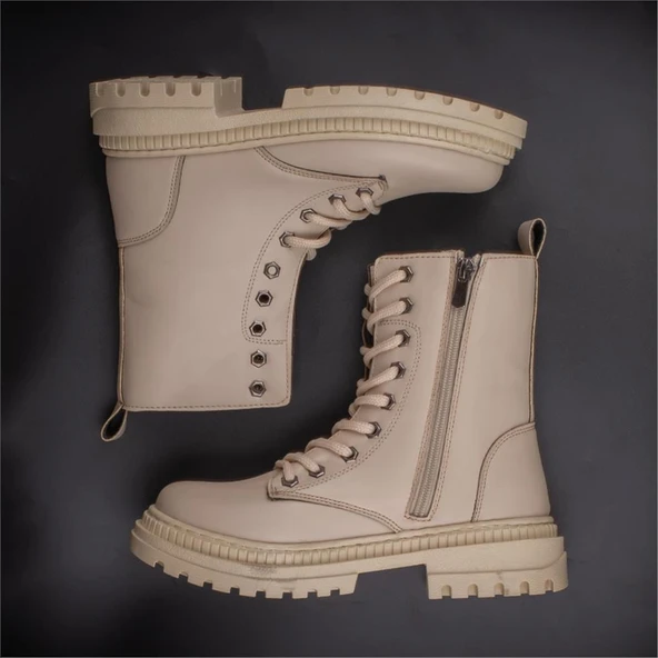 Trend Adımlar Krem Ottavia Kadın Postal Bot - Resim 7