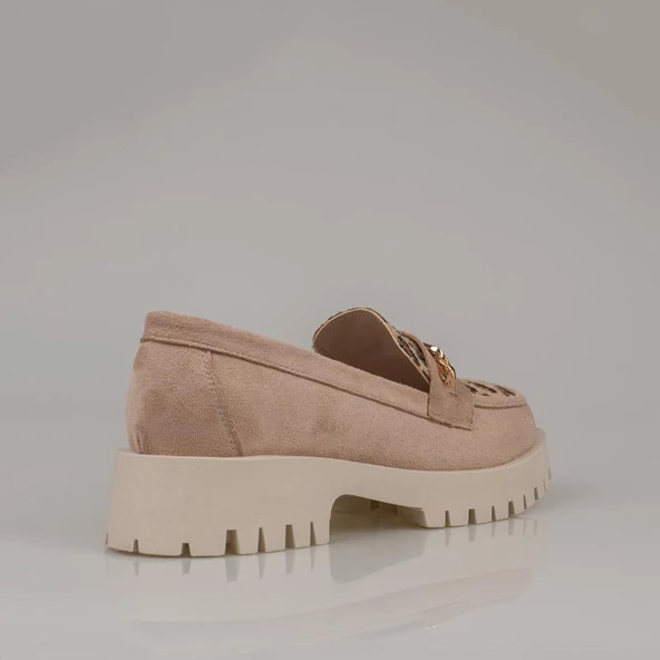 Trend Adımlar Krem Kadın Nubuk Leopar Casual Ayakkabı - 4
