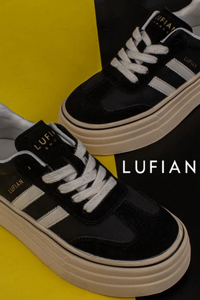 Lufian Siyah Angela Kadın Kalın Taban Sneaker - Resim 7