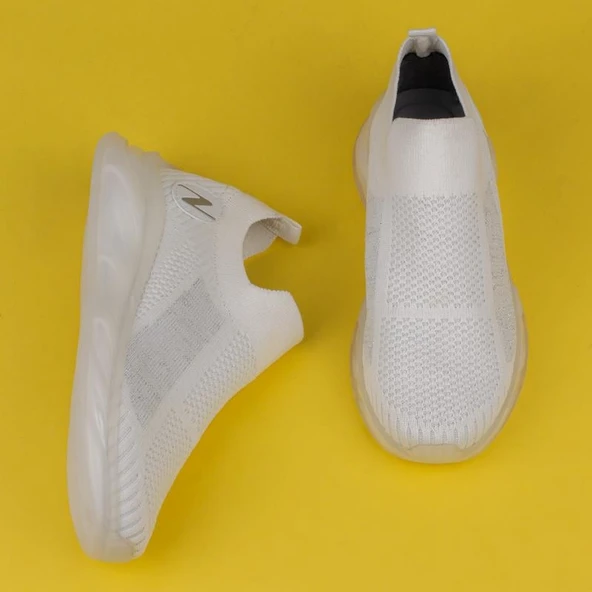 M2S Beyaz Marla Kadın Lastikli Ortopedik Sneaker - Resim 5