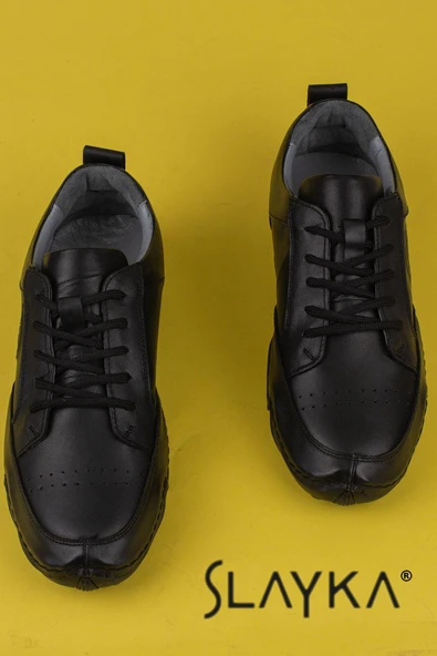 Slayka Siyah Mat Rollo Two Hakiki Deri Gündelik Ayakkabı - Resim 6