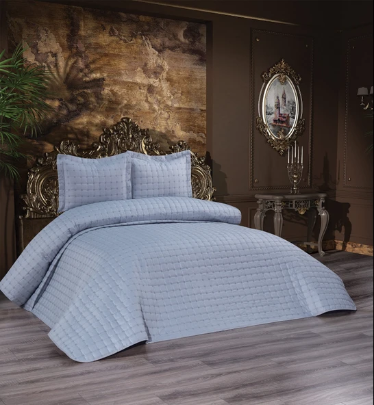 Yıldız Kapitoneli 3 Parça Çift Kişilik Yatak Örtüsü - 3