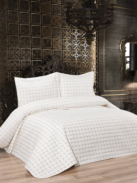 Yıldız Kapitoneli 3 Parça Çift Kişilik Yatak Örtüsü - 2