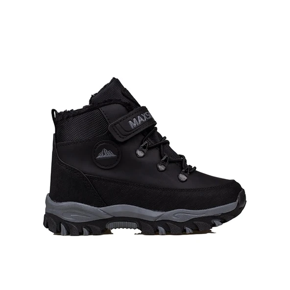 Trend Adımlar Siyah Power Kaymaz Taban Yünlü Trekking Çocuk Bot - 1