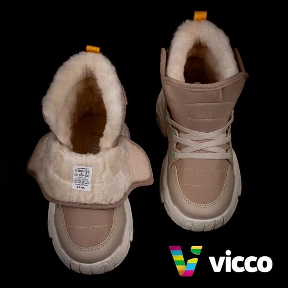 Vicco Bej Fit Unisex Çocuk İçi Yünlü Karbotu - Resim 6