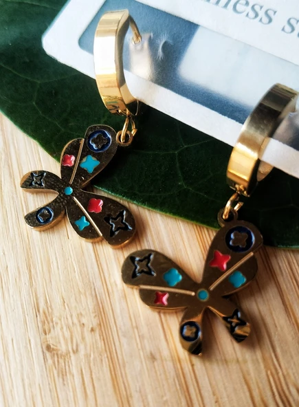 Monalisa Home Gold  Lüks Gösterişli Kelebek Figürlü  Küpe