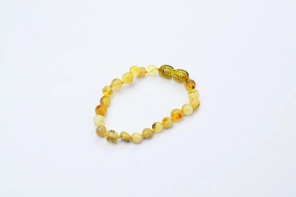 Fosilli  Damla Kehribar Bebek Bileklik ürün görseli 1