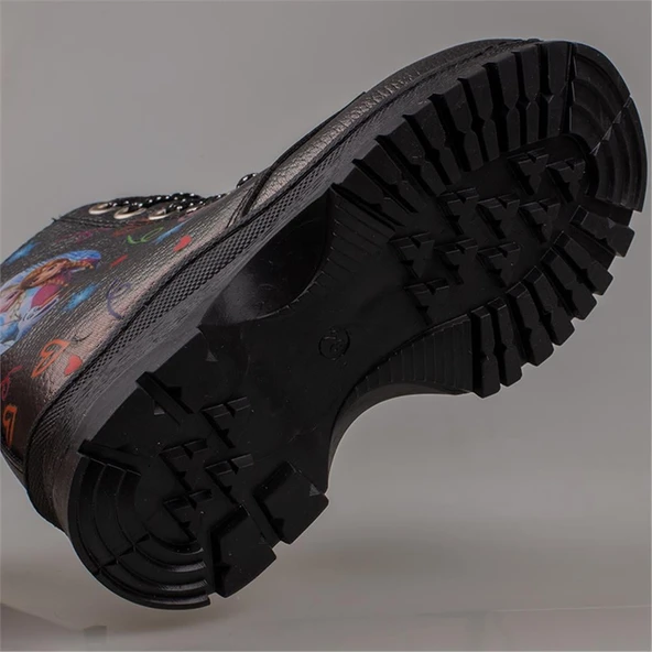 Trend Adımlar Platin Parlak Desen Kız Çocuk Yarım Postal Bot - Resim 4