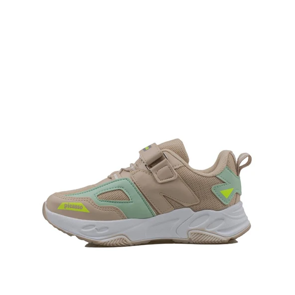 Trend Adımlar Bej Renkli Dokulu Unisex Çocuk New Force Spor Ayakkabı - Resim 3