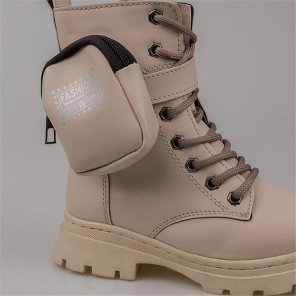 Trend Adımlar Krem Cüzdan Detaylı Kız Çocuk Bot - Resim 3