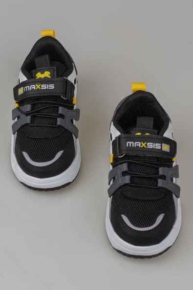 Trend Adımlar Siyah-Beyaz Kaymaz Taban Çocuk Spor Ayakkabı - Resim 4