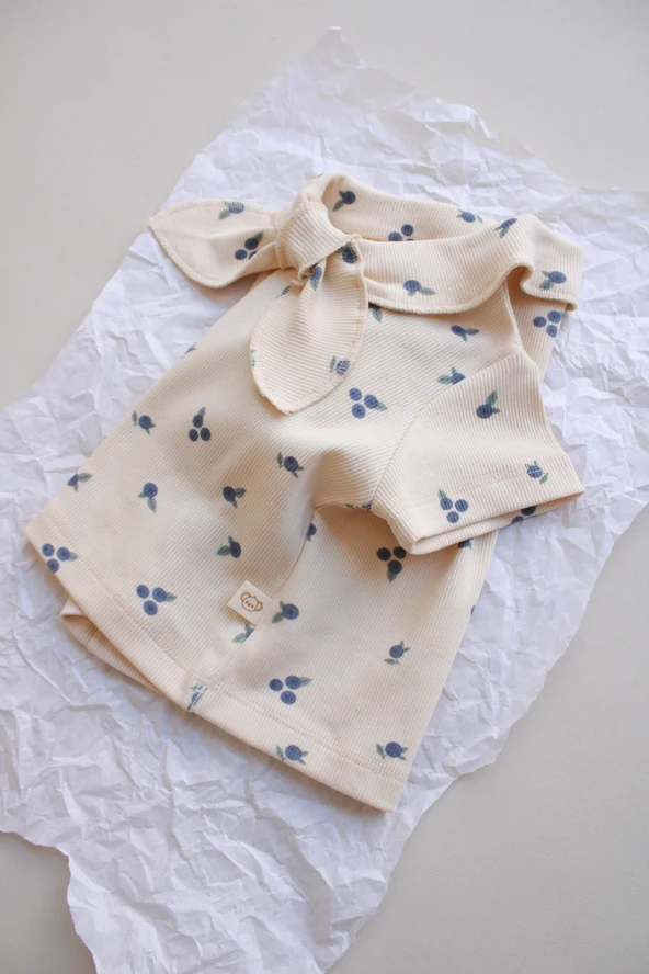 Blueberry Baskı Kaşkorse Yaka Bağlamalı Takım - Resim 8