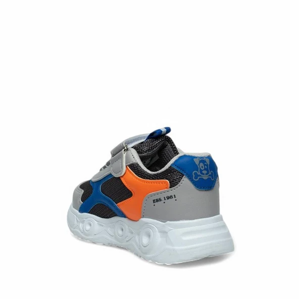 Trend Adımlar Gri Erkek Çocuk Cırtlı Hafif Spor Ayakkabı - Resim 3