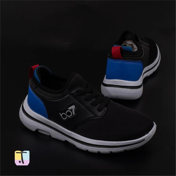 Trend Adımlar Siyah Hafif Faylon Memory Foam Lastikli Çocuk Sneaker - Resim 5