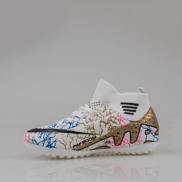 M2S Beyaz Erkek Çocuk Boğazlı Halı Saha Ayakkabısı - Resim 3