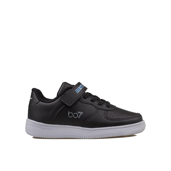Trend Adımlar Siyah Suni Deri Mevsimlik Filet Unisex Çocuk Sneaker - 1