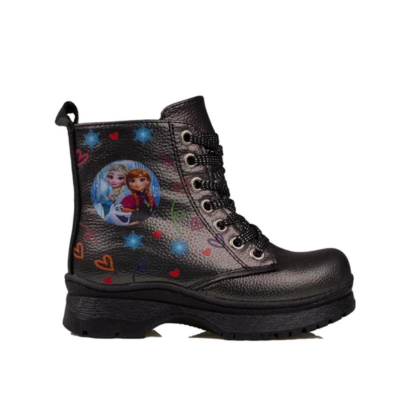 Trend Adımlar Platin Parlak Desen Kız Çocuk Yarım Postal Bot ürün görseli