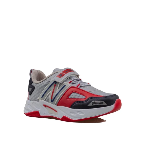 Trend Adımlar Gri Renkli Dokulu Unisex Çocuk New Force Spor Ayakkabı - Resim 2