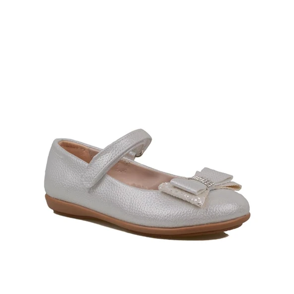 Trend Adımlar Gri Fiyonklu Parlak Kız Çocuk Babet ürün görseli