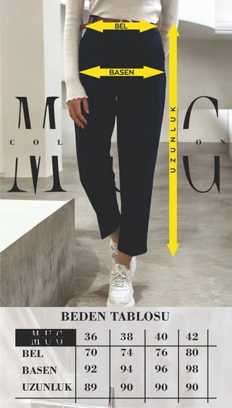 Kadın Yüksek Bel Kemerli Pileli Kumaş  Pantolon - 2