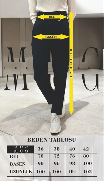 Kadın Yüksek Bel D Toka Pileli Kışlık Pantolon - 2