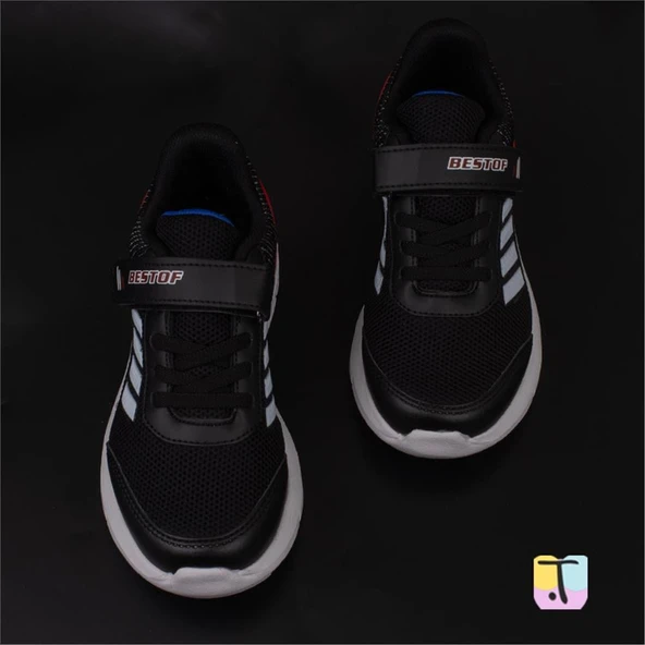 Trend Adımlar Siyah-Beyaz Memory Foam Tabanlı Erkek Çocuk Sneaker - 4